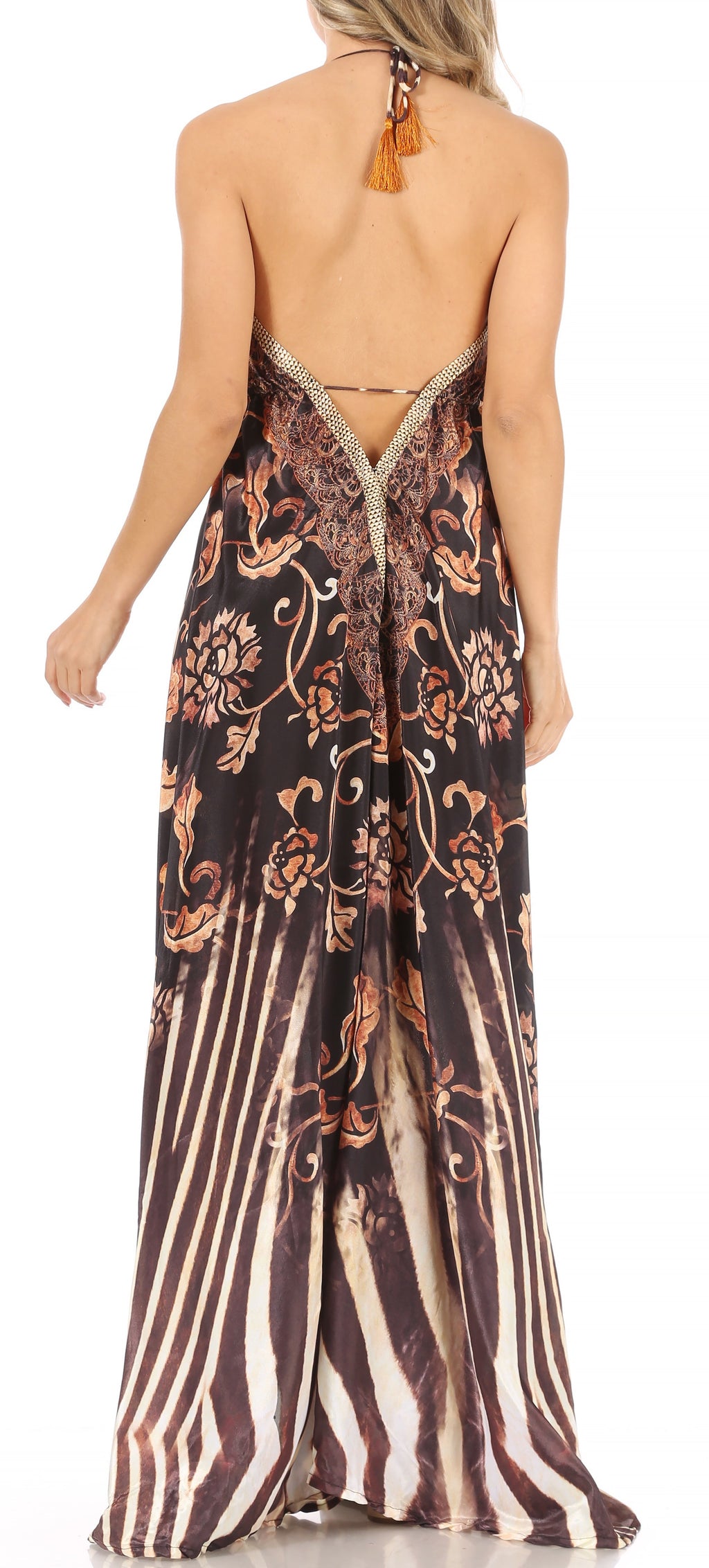 Sakkas Lizi Womens Maxi High-low Halter Handkerchief Long Dress Beach Party